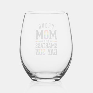 Verre À Vin Sans Pied Fière maman d'un fils gay insolent Vintage T-shirt
