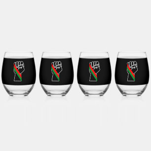 Verre À Vin Sans Pied fierté noire drapeau rouge vert poing panafricain 