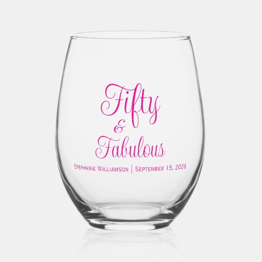 Verre À Vin Sans Pied Fifty and Fabulous Script 50th Birthday Party (Recto)