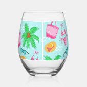 Verre À Vin Sans Pied Fille de plage BCBG, bikini de week-end, palmier (Gauche)