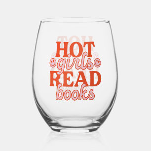 Verre À Vin Sans Pied Filles Chaudes Lisent Des Livres