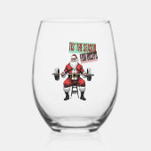Verre À Vin Sans Pied Fitness amusant Noël Bicep Curls Barbell Père Noël (Recto)