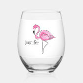 Verre À Vin Sans Pied Flamant rose rose Preppy Personnalisé (Recto)