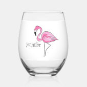 Verre À Vin Sans Pied Flamant rose rose Preppy Personnalisé (Verso)
