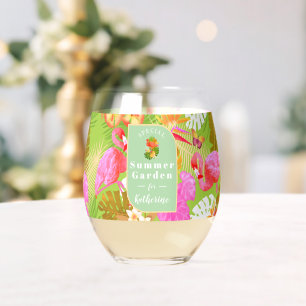 Verre À Vin Sans Pied Flamant rose Tropical Garden Vert clair
