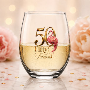 Verre À Vin Sans Pied Flamingo Rose Cinquante & Fantastique Fête d'anniv