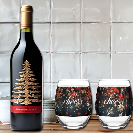 Verre À Vin Sans Pied Flammes de neige de Noël