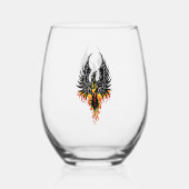 Verre À Vin Sans Pied Flammes tribales Phoenix Firebird (Verso)