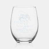 Verre À Vin Sans Pied Fleur de lis gris bleu monogramme mariage faveur (Recto)