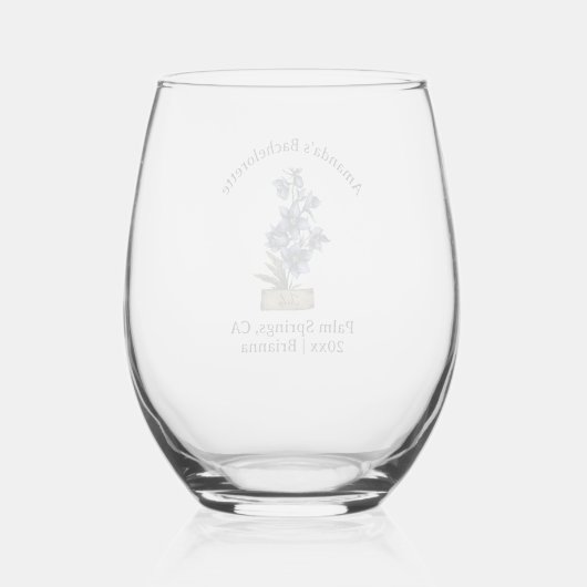 Verre À Vin Sans Pied Fleur de naissance de Demoiselle d'Honneur Juillet (Recto)