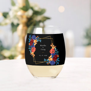 Verre À Vin Sans Pied Fleur mexicaine moderne Mariage noir