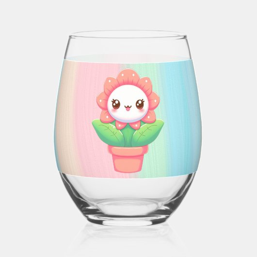Verre À Vin Sans Pied Fleur mignonne, capricieuse en pot (Verso)