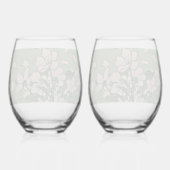 Verre À Vin Sans Pied Fleur rose verte (Verso)