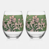 Verre À Vin Sans Pied Fleur rose verte (Recto)