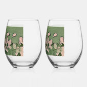 Verre À Vin Sans Pied Fleur rose verte (Gauche)