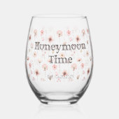 Verre À Vin Sans Pied Fleur sauvage rose simple "Temps de lune de miel" (Recto)