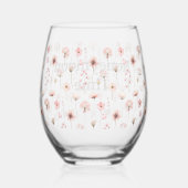 Verre À Vin Sans Pied Fleur sauvage rose simple "Temps de lune de miel" (Verso)
