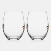 Verre À Vin Sans Pied Fleurs d'aquarelle tropicale et Mariage de verdure (Gauche)