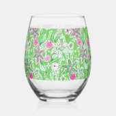 Verre À Vin Sans Pied Fleurs de girafe verte Preppy Vert rose (Recto)
