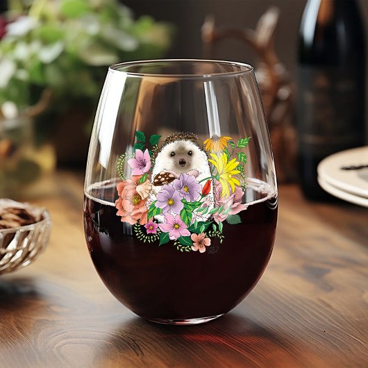 Verre À Vin Sans Pied Fleurs de hérisson mignonnes