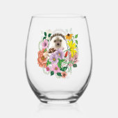 Verre À Vin Sans Pied Fleurs de hérisson mignonnes (Recto)