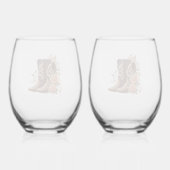 Verre À Vin Sans Pied Fleurs de l'Ouest du pays avec bottes de cowboy (Verso)