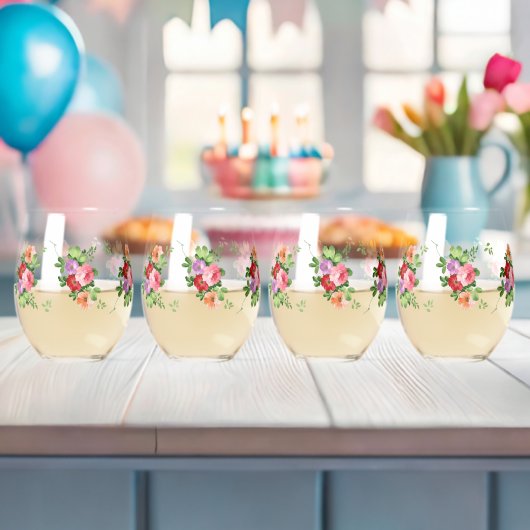 Verre À Vin Sans Pied Fleurs de styles classiques (Insitu (Baby Shower))