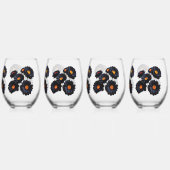 Verre À Vin Sans Pied Fleurs de velours noir (Dos)