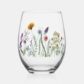 Verre À Vin Sans Pied Fleurs d'eau (Recto)