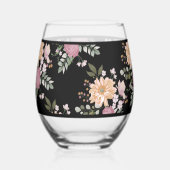 Verre À Vin Sans Pied Fleurs d'été sur Mariage noir (Verso)