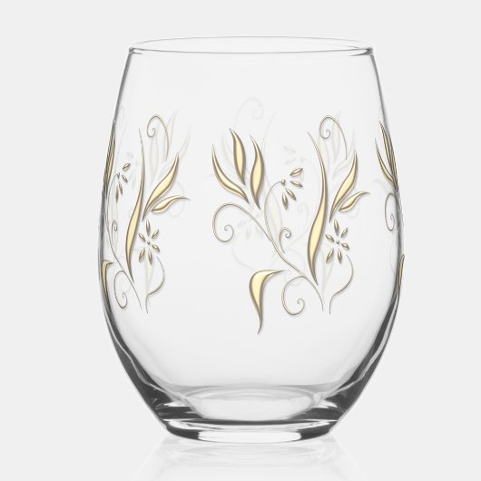 Verre À Vin Sans Pied Fleurs d'or modernes