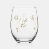 Verre À Vin Sans Pied Fleurs d'or modernes (Verso)