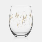 Verre À Vin Sans Pied Fleurs d'or modernes (Gauche)
