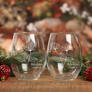 Verre À Vin Sans Pied Fleurs du mois de la naissance Juin Honeysuckle Br