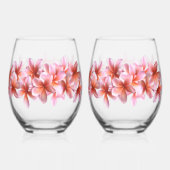Verre À Vin Sans Pied Fleurs Frangipani roses Lunettes de boisson hawaïe (Verso)