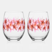 Verre À Vin Sans Pied Fleurs Frangipani roses Lunettes de boisson hawaïe (Recto)
