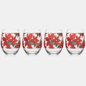 Verre À Vin Sans Pied Fleurs Poinsettias Rouges (Recto)
