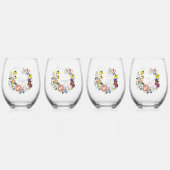 Verre À Vin Sans Pied Fleurs sauvages Champignons bleus (Dos)