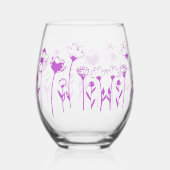 Verre À Vin Sans Pied Fleurs sauvages violets (Gauche)