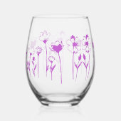 Verre À Vin Sans Pied Fleurs sauvages violettes (Verso)
