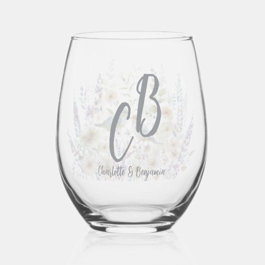 Verre À Vin Sans Pied Floral Bird Personalized Best Mom Ever Script Mono (Recto)