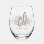 Verre À Vin Sans Pied Floral Bird Personalized Best Mom Ever Script Mono (Recto)