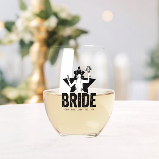 Verre À Vin Sans Pied Floral de mariée minimale (Insitu (Mariage))