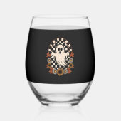 Verre À Vin Sans Pied Floral Ghost Fall Boho Halloween (Recto)