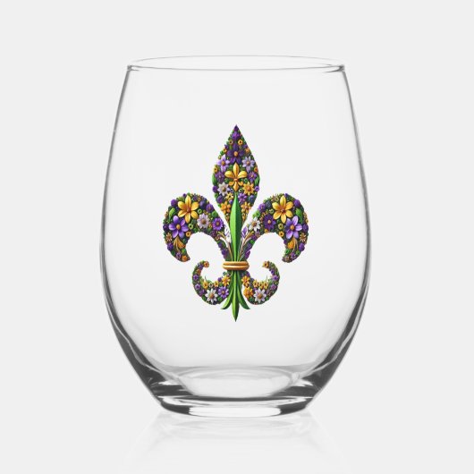 Verre À Vin Sans Pied Floral Mardi Gras fleur de lis (Verso)