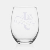 Verre À Vin Sans Pied Floral Monogramme Lettre J Ajouter Nom Changer de (Verso)