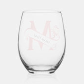 Verre À Vin Sans Pied Floral Monogramme Lettre M Ajouter Nom Changer de  (Verso)