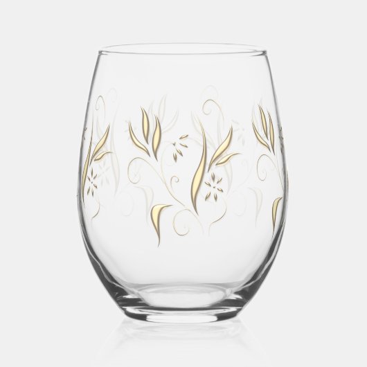 Verre À Vin Sans Pied Floral Or moderne (Gauche)