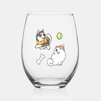 Verre À Vin Sans Pied Fluffy Spitz Dogs