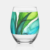 Verre À Vin Sans Pied Formes en vert et bleu (Recto)